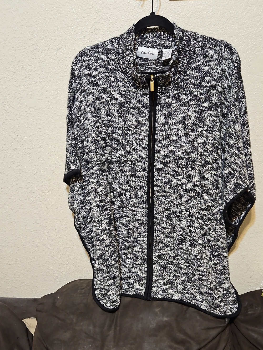 Black & White Marled Zip Cardigan